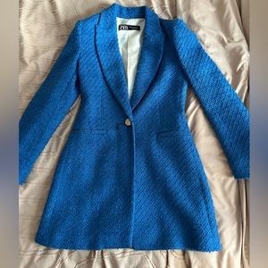 Blue Zara Tweed Blazer